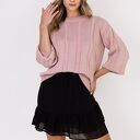Sweter w warkoczowy wzór - SWE323 pudrowy róż MKM
