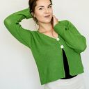 Basic kardigan w kolorze butelkowej zieleni - ręcznie robiony