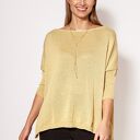 Złoty sweter oversize SWE040 MKM - elegancki blask i wygoda