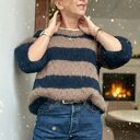 Sweter Sofy alpaka wełna ręcznie robiony granat brąz handmade