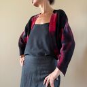Sweter bolerko z wełny merino red&black - ręcznie barwiony kardigan S/M