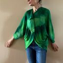 Sweter z wełny merino w odcieniach zieleni - ręcznie barwiony kardigan oversize