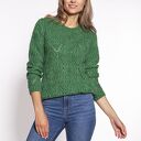 Zielona ażurowa dzianinowa bluza MKM SWE266 - ręcznie robiona