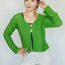 Krótki granatowy kardigan - sweter handmade Hermina