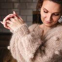 Kardigan na drutach, bąble na rękawach, sweter z alpaki, lekki