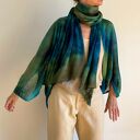 Lniany sweter/bolerko blue&green