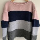 Sweter wełniany w pasy Trios - cztery kolory, rękodzieło 100% wełny (S/M)