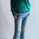 Sweter damski oversize w ciemnym turkusie - elegancki kardigan z dzianiny