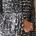 Prosty żakiet-sweter handmade melanż - czarno-biały
