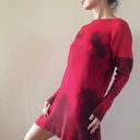 Ognisty wełniany sweter-tunika - ręcznie barwiony oversize (one size)
