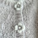 Kardigan Fleur marcepan kwiaty koronki falbanki ozdobne guziki