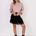 Sweter w warkoczowy wzór SWE323 w pudrowym różu - bez zapięcia