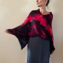 Ponczo z wełny merino red&black