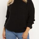 Obszerny sweter z golfem - SWE246 czarny MKM