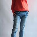 Sweter damski oversize orange z puszystej przędzy - handmade