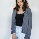 Szary BASIC kardigan - luźny krój, merynos + alpaka, handmade