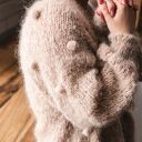 Kardigan na drutach, bąble na rękawach, sweter z alpaki, lekki kardigan