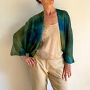 Lniany sweter/bolerko blue&green