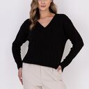 Sweter w warkoczowy wzór - SWE316 czarny MKM