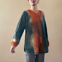 Luźny sweter grafit & pomarańcz - ręcznie barwiona dzianina naturalna (oversize)