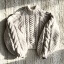 Sweter handmade chunky cable w kolorze natura z wełny merynosów, bawełny i alpaki