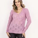 Sweter ażurowy warkocze - SWE342 różowy MKM