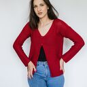 Krótki granatowy kardigan - sweter handmade Hermina