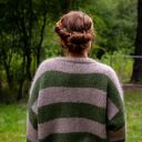Sweter Seda Forest - ręcznie dziergany w paski z alpaką i moherem