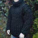 Gigantyczny sweter z golfem z wełny merynosa (ręcznie robiony)
