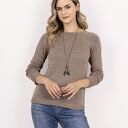 Sweterek/longsleeve z dekoltem w łódkę - SWE298 mocca MKM