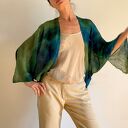 Lniany sweter/bolerko blue&green