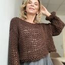 Sweter CoCo wełna ręcznie robiony brązowy handmade