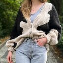 Ręcznie robiony sweter w łaty z wełny merino 100% - Gangsta Knit