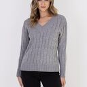 Sweter w warkoczowy wzór - SWE316 szary MKM
