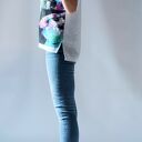 Letni sweter oversize Bellafeltro w serek - rękaw 3/4