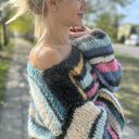 Kolorowy sweter oversize z alpaki i merynosa