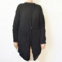 Czarny sweter asymetryczny - elegancki kardigan handmade z boucle, AleksandraB