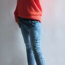 Sweter damski oversize orange z puszystej przędzy - handmade