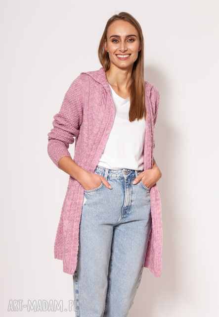 Kardigan z kapturem - PA019 róż MKM
