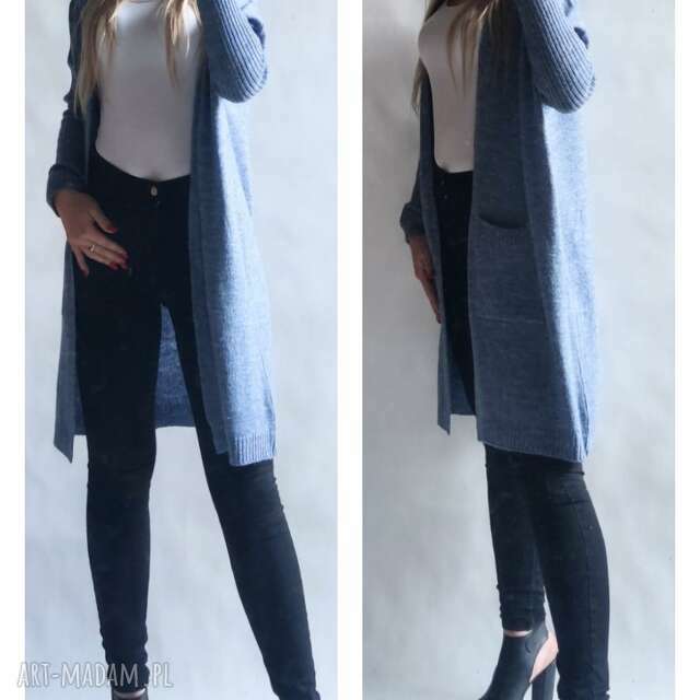 Kardigan oversize, sweter z kieszeniami