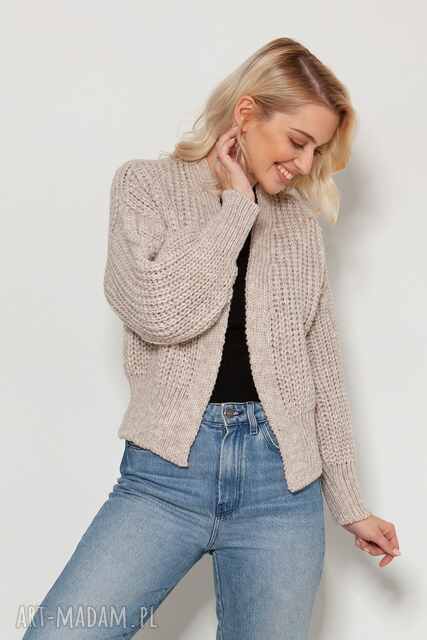 Krótki, gruby sweter bez zapięcia - SWE149 beż