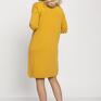 Dzianinowa sukienka, SUK008 żółty MKM - elegancka swetry jesień