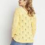 Dzianinowa ażurowa bluzka - SWE145 żółty MKM cienki sweterek