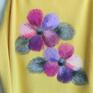 Anita Palmer Art swetry żółty sweter wełna w r. 40 filcowane kwiaty
