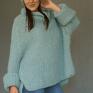 sweter swetry oversize w bladej morskiej zieleni alpaka