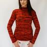 gruby sweter swetry czerwone ciepły typu półgolf damski z golfem
