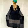 the wool art czarne sweter kardigan black & brey
