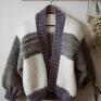 białe kardigan robiony wykonany ręcznie wełniany sweter