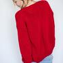 czerwone wełniany ciepły sweter szeroki