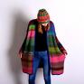The Wool Art kolorowysweter sweter multicolor kardigan w stylu boho na drutach